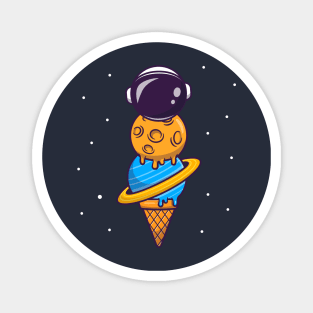 Cute Astronaut Ice Cream Cone Cartoon Magnet